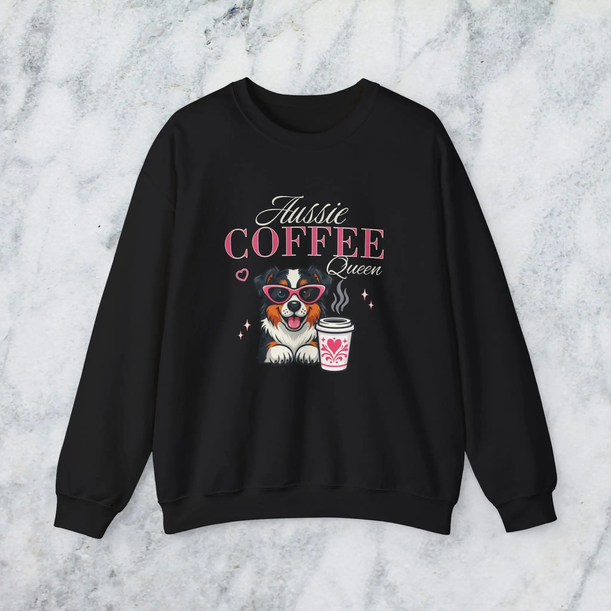 Aussie Coffee Queen Australian Shepherd Sweatshirt Printify