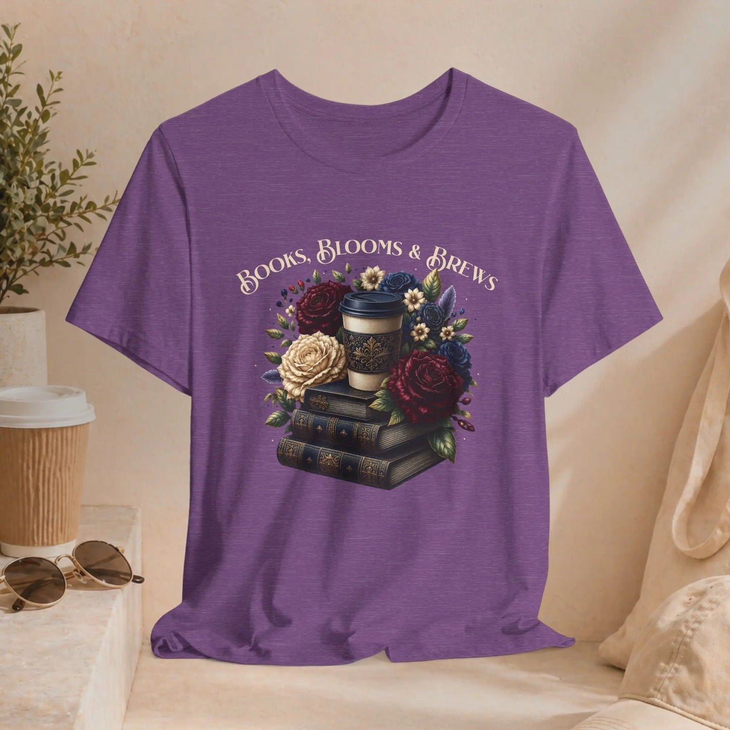 Books, Blooms & Brews Tee Printify