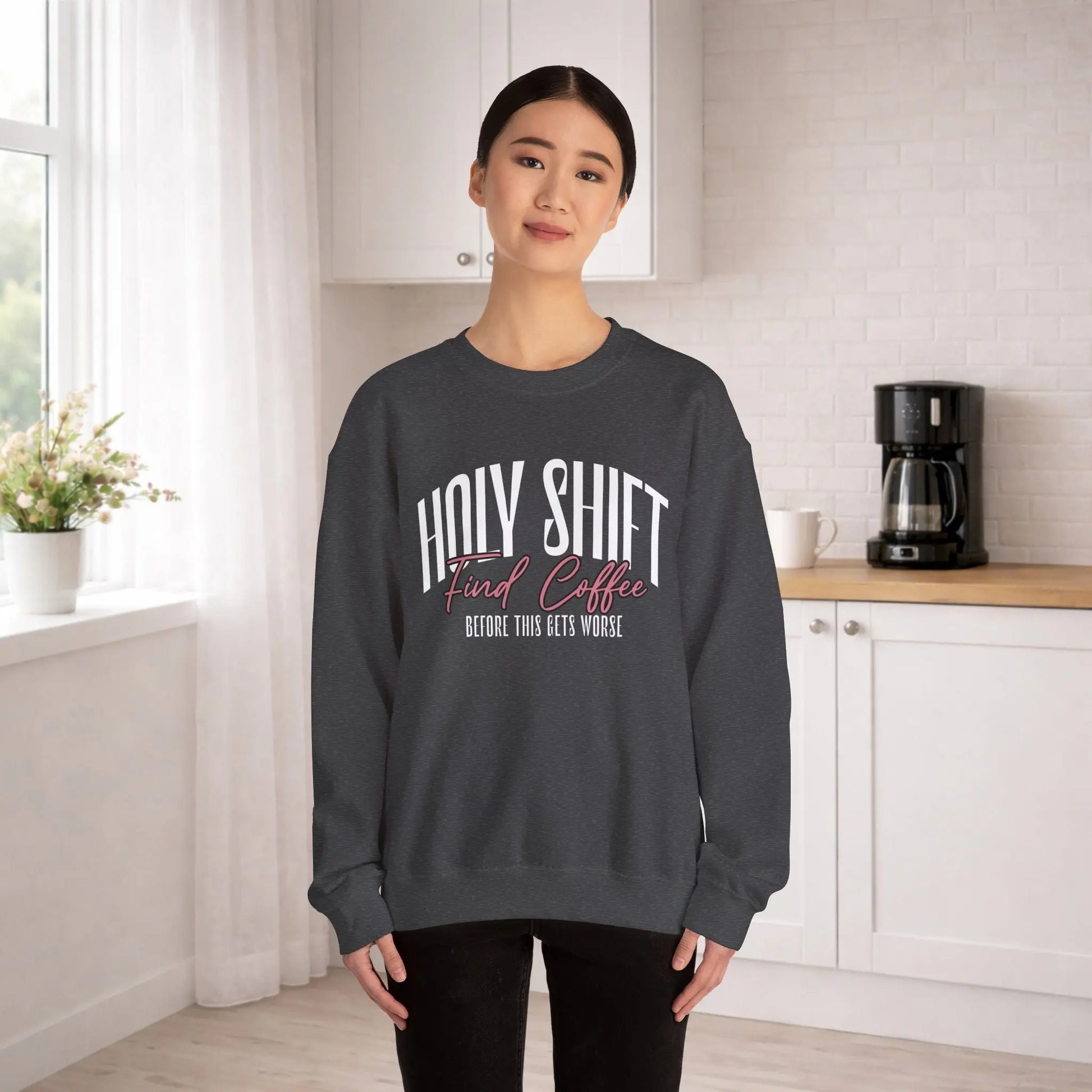 Holy Shift Coffee Sweatshirt Printify