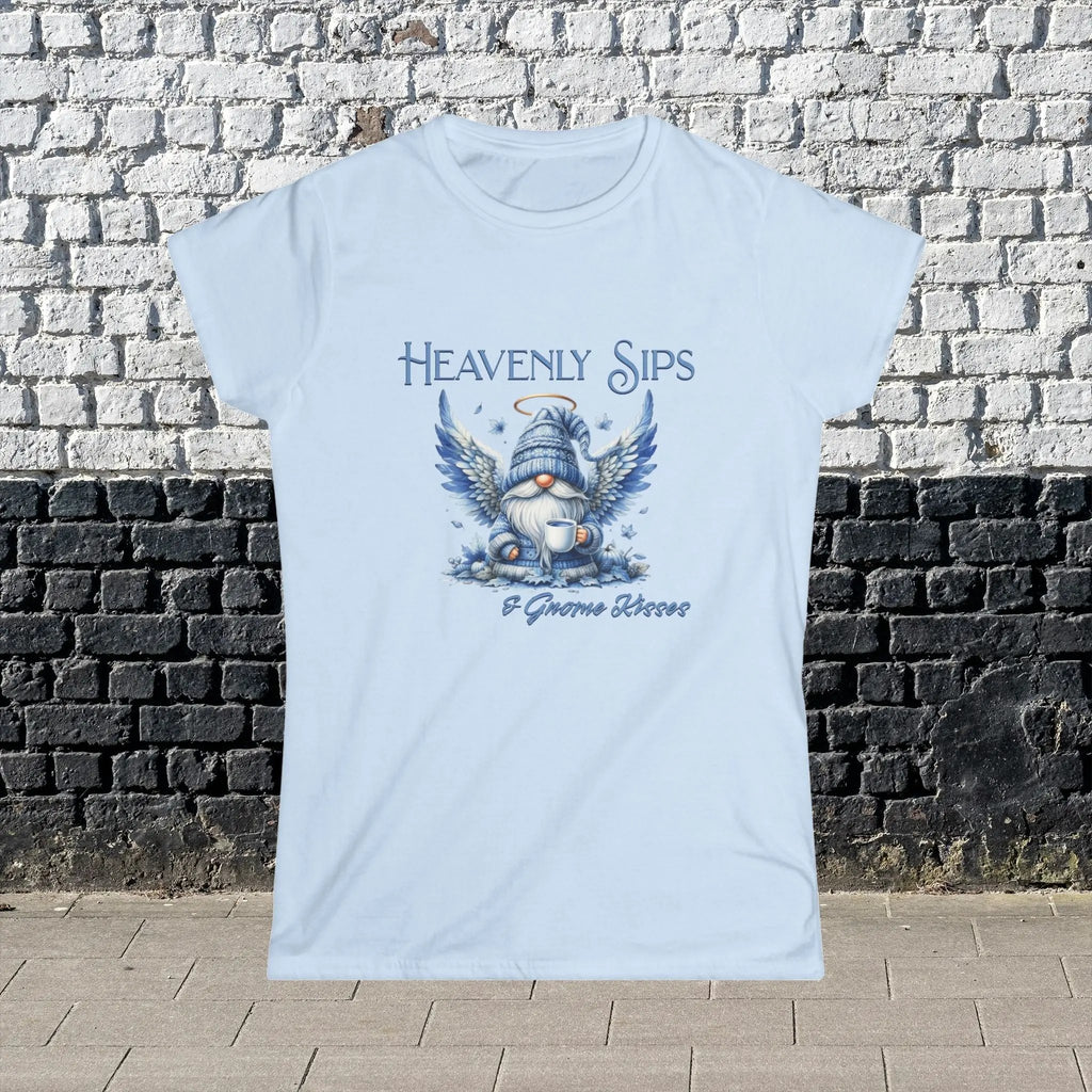 Heavenly Sips Tee, Cute Women's T-Shirt with gnome kisses, Funny Coffee Lovers Gift, Casual Everyday Wear, Cozy Winter Style, Birthday Present - Boldly Bitter Company