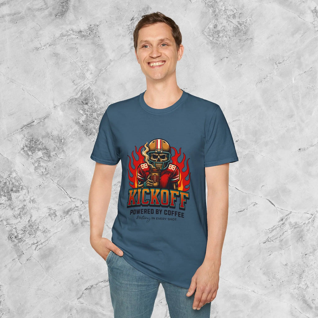 Kickoff Powered by Coffee T-Shirt Printify