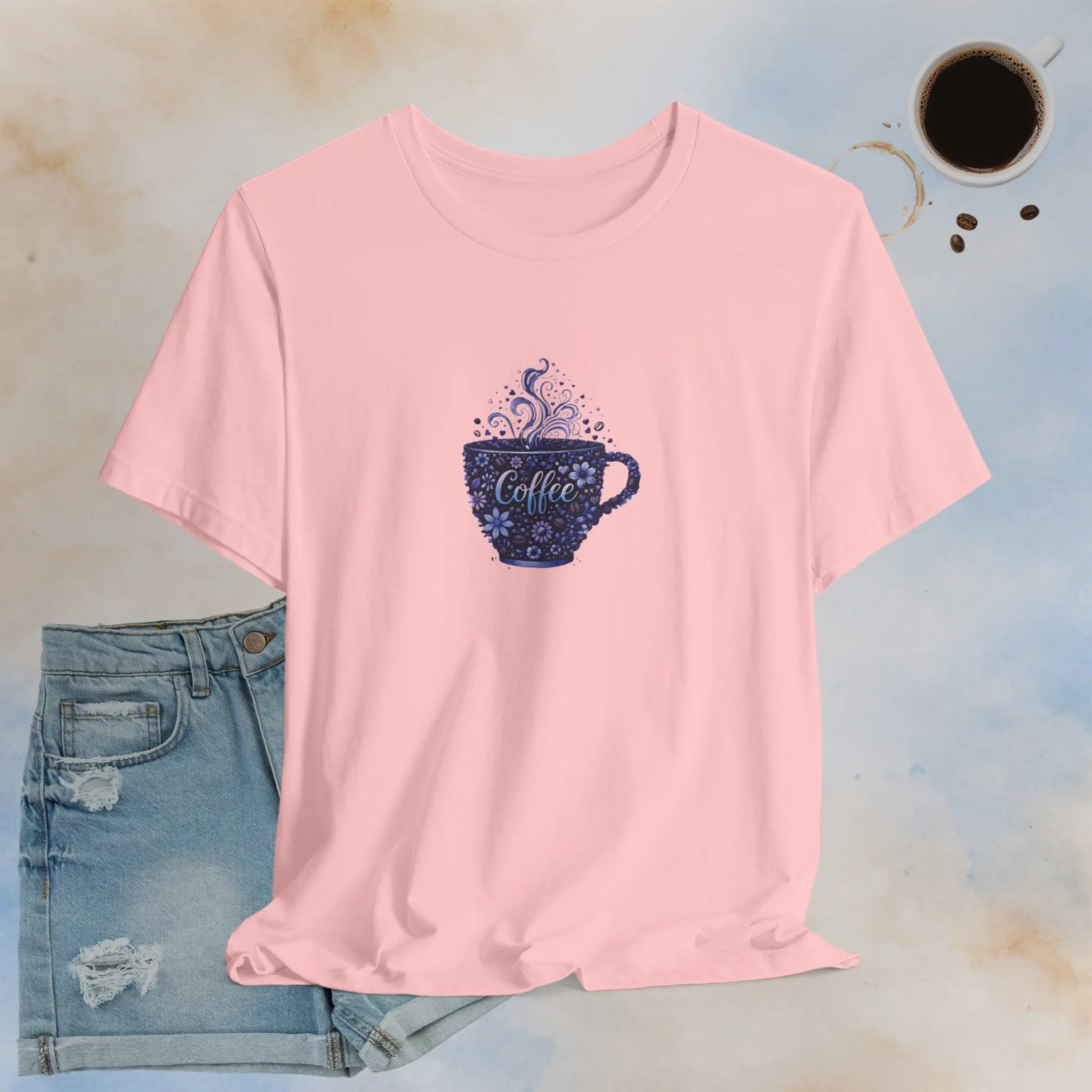 Coffee Cup Floral Tee — Cozy Café Graphic T-Shirt Printify