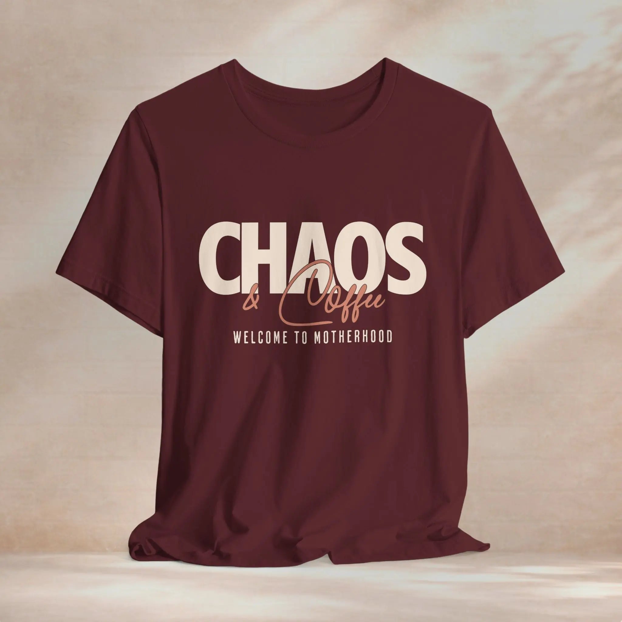Chaos & Coffee Tee — 'Welcome to Motherhood' Graphic Shirt Printify