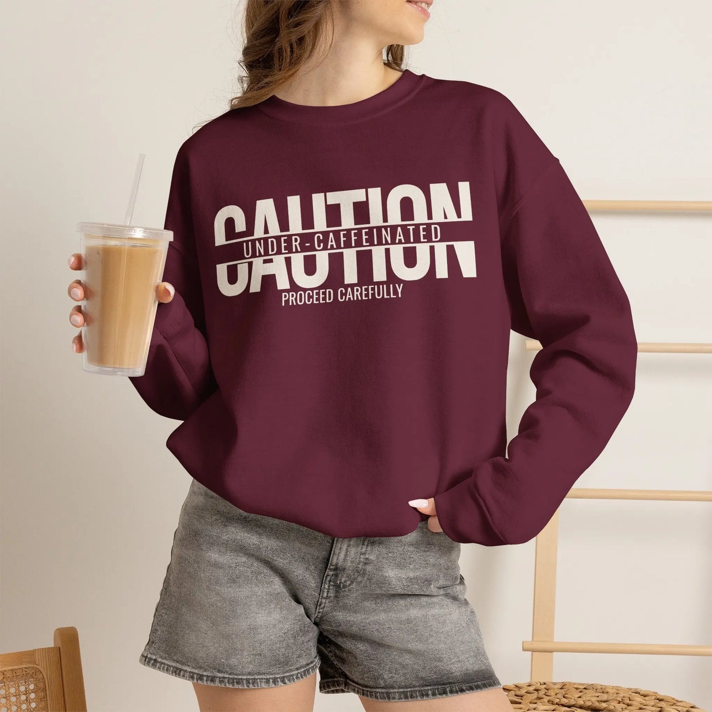 Caution Undercaffeinated Sweatshirt Printify