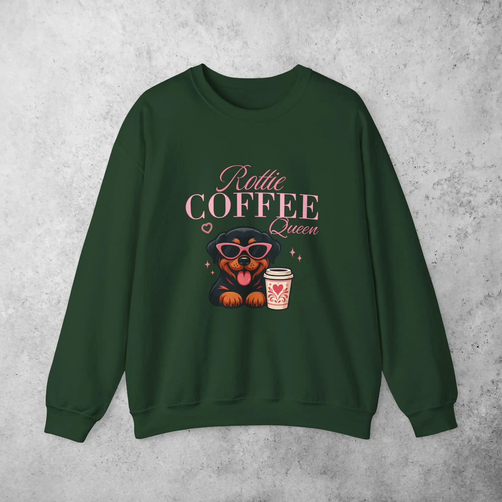 Rottie Coffee Sweatshirt — Cute Rottweiler with Coffee Graphic Printify