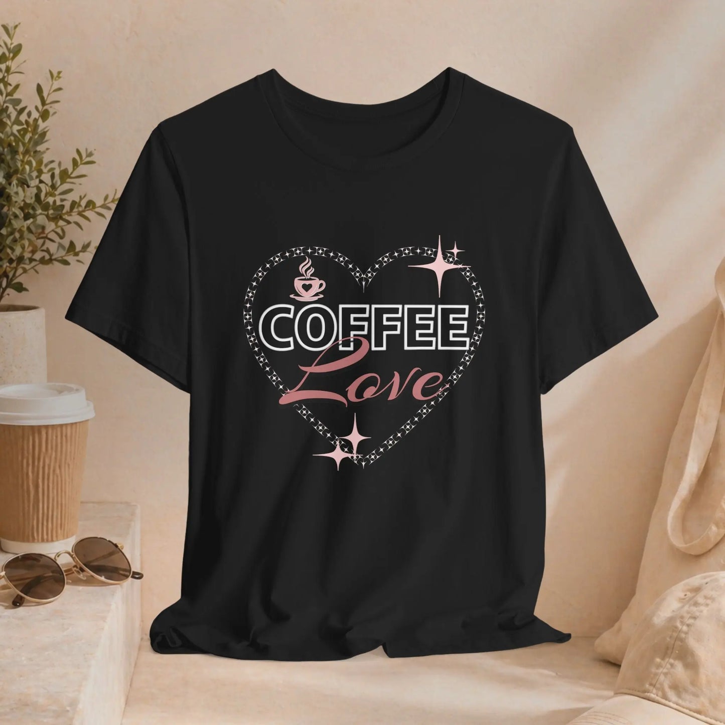 Coffee Love Tee — Retro Heart Graphic Coffee Shirt Printify