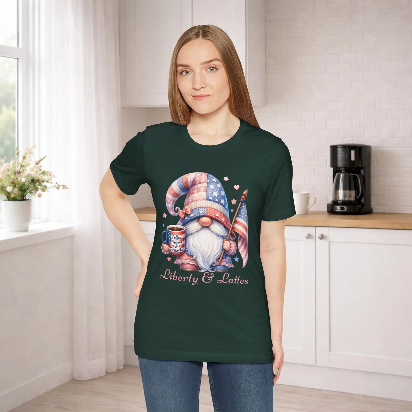 Liberty & Lattes Gnome Tee Printify