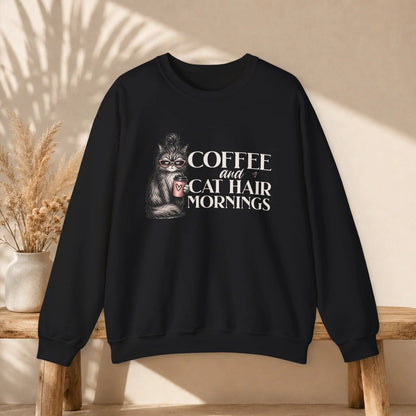 Coffee & Cat Hair Mornings Sweatshirt Printify