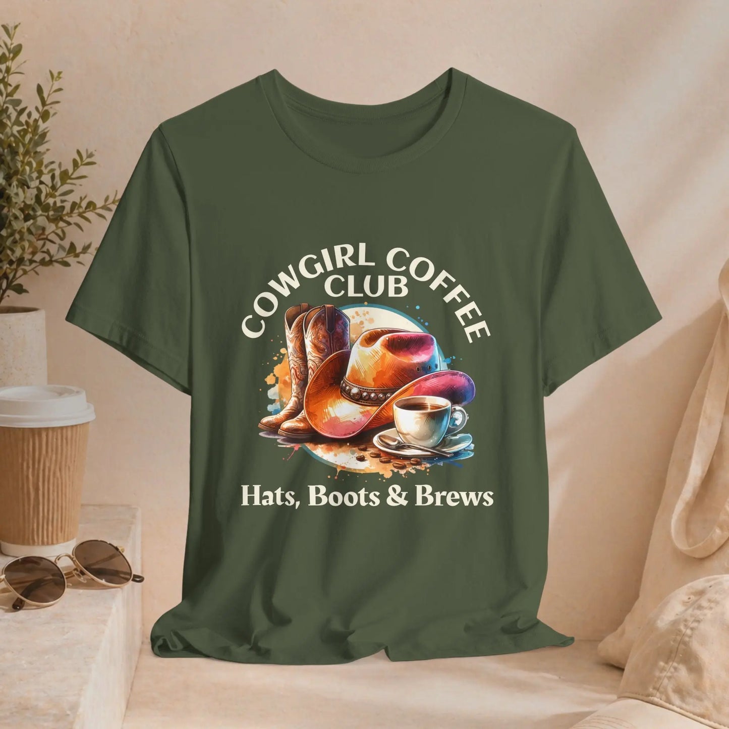 Cowgirl Coffee Club Tee — "Hats, Boots & Brews" - Boldly Bitter Company