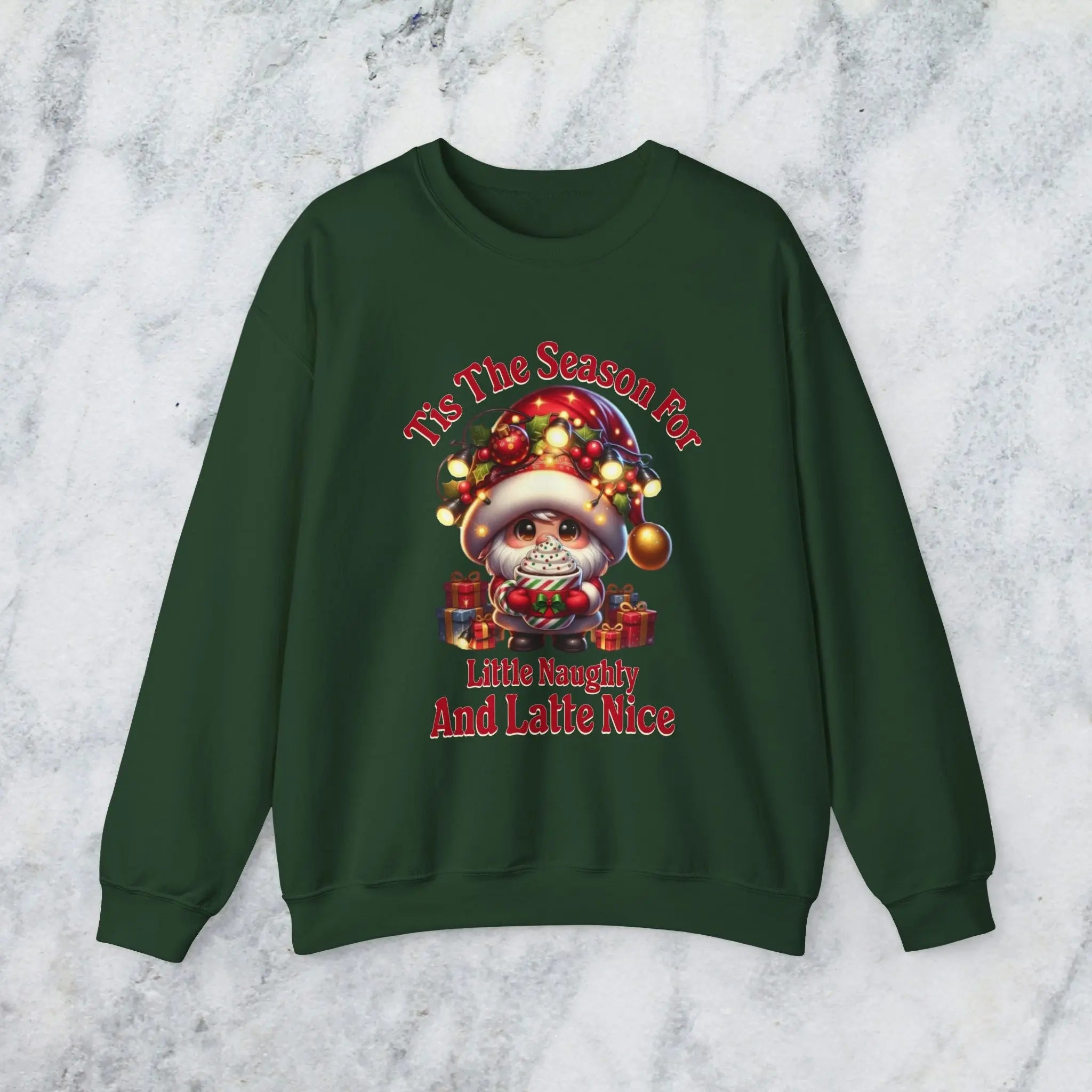 'Tis The Season Sweatshirt - "'Tis The Season For Little Naughty And Latte Nice" Holiday Shirt Printify
