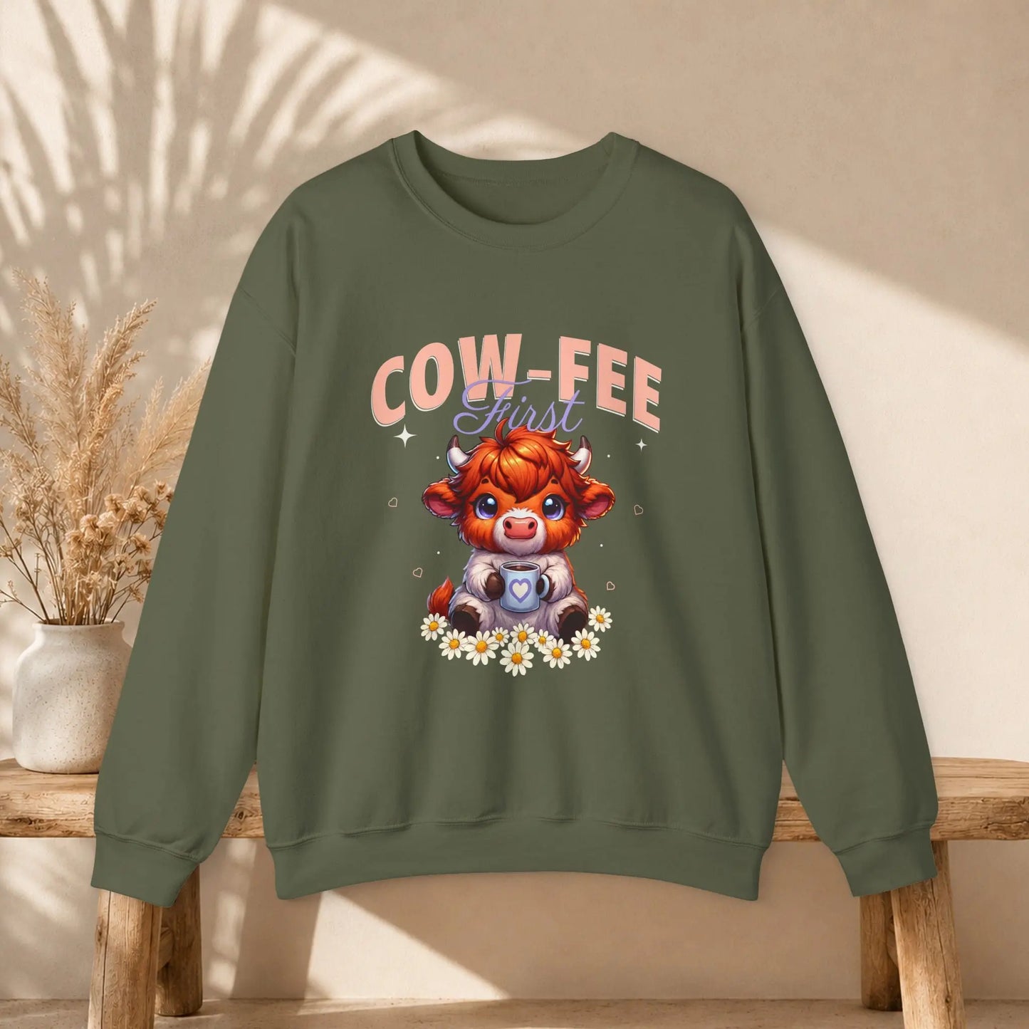 Cow-Fee First Sweatshirt Printify