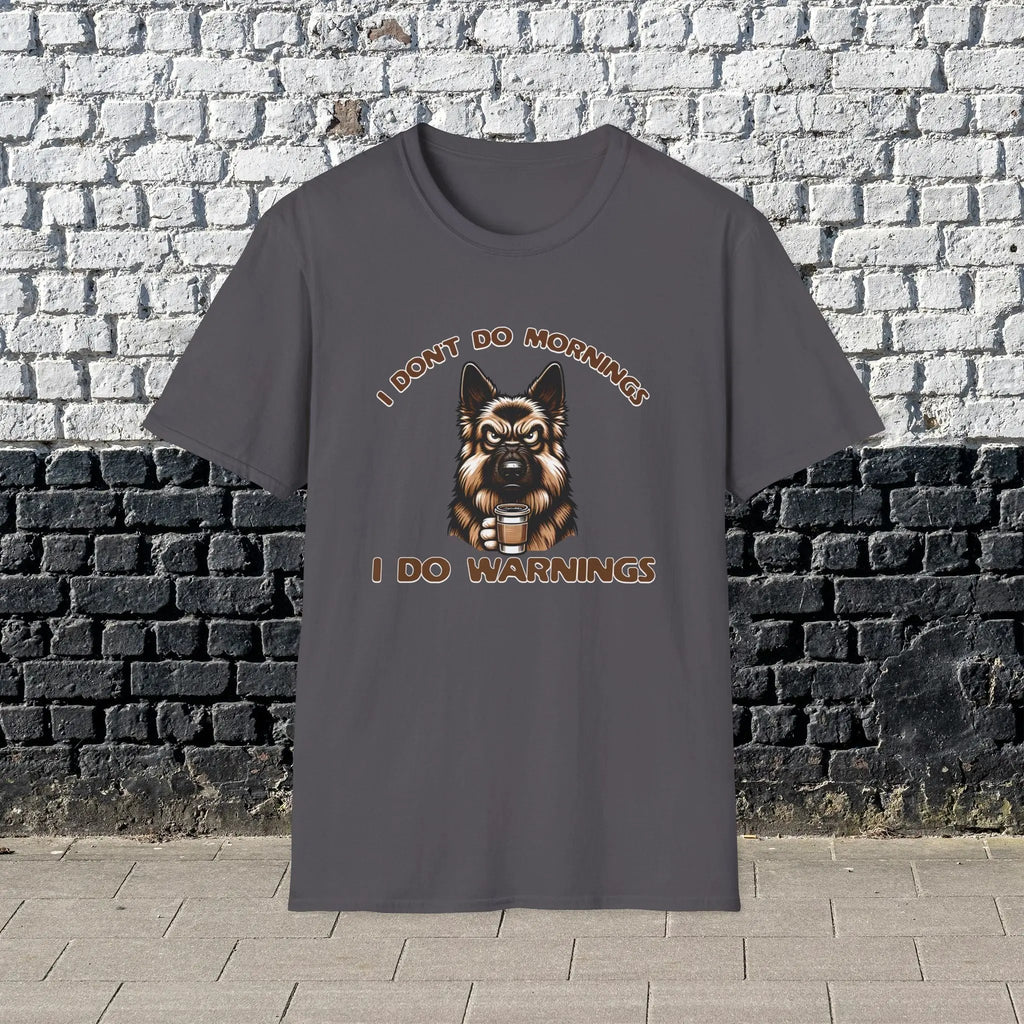 Warnings T-Shirt - Funny German Shephard Coffee Tee Printify