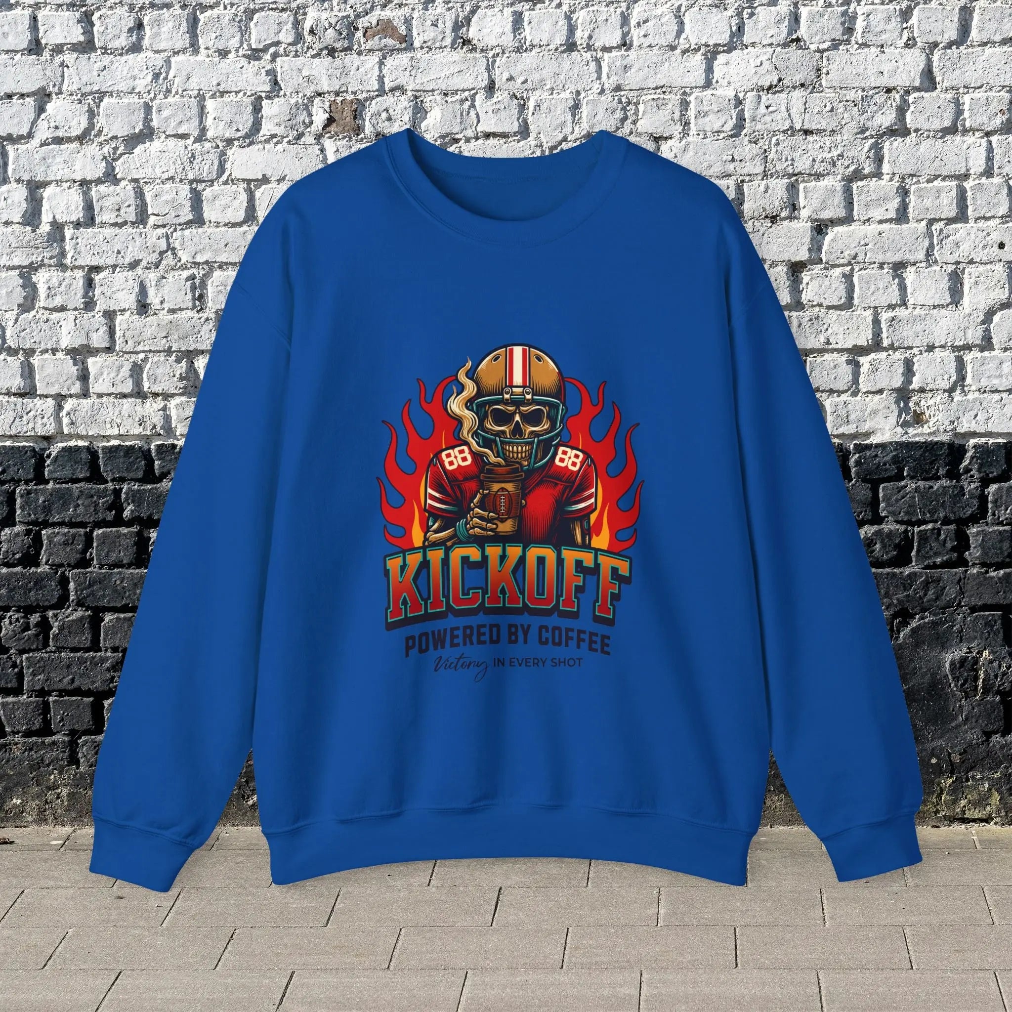 Kickoff Coffee Sweatshirt - Football themed coffee sweatshirt perfect for fall season Printify