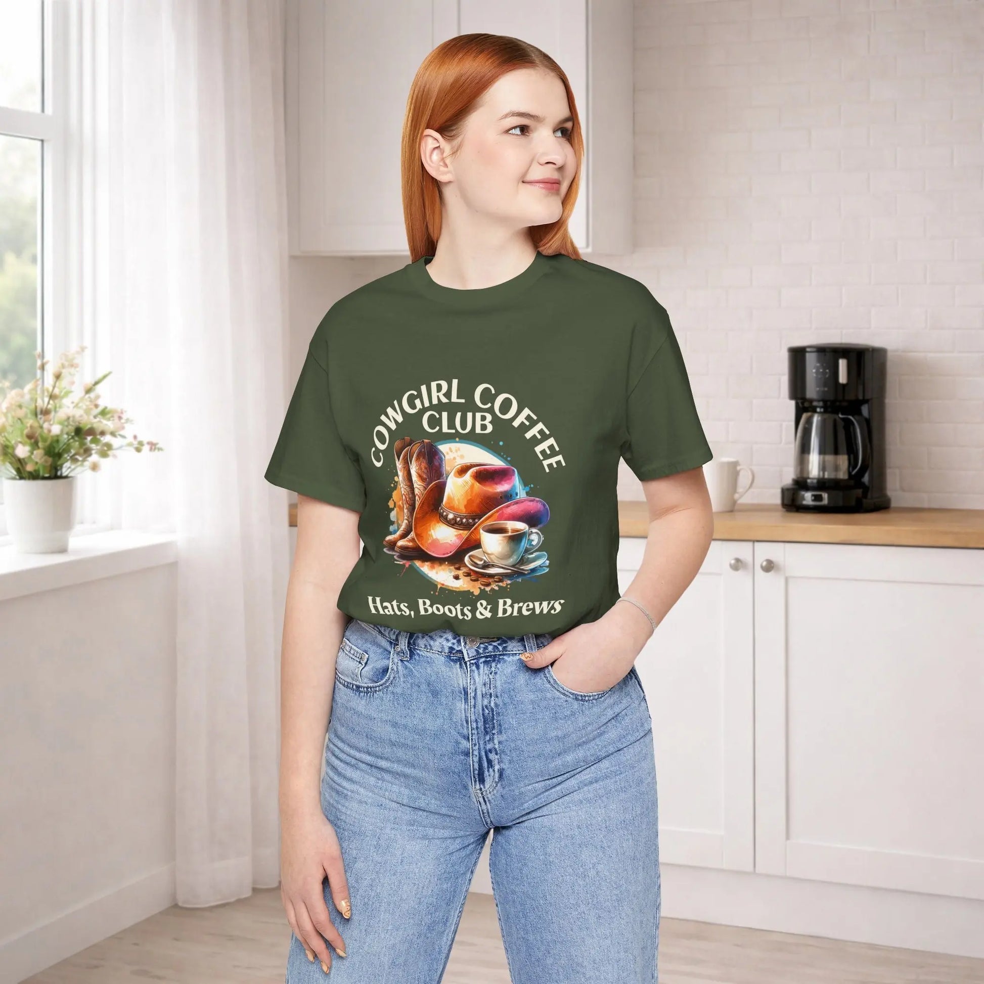 Cowgirl Coffee Club Tee — "Hats, Boots & Brews" - Boldly Bitter Company