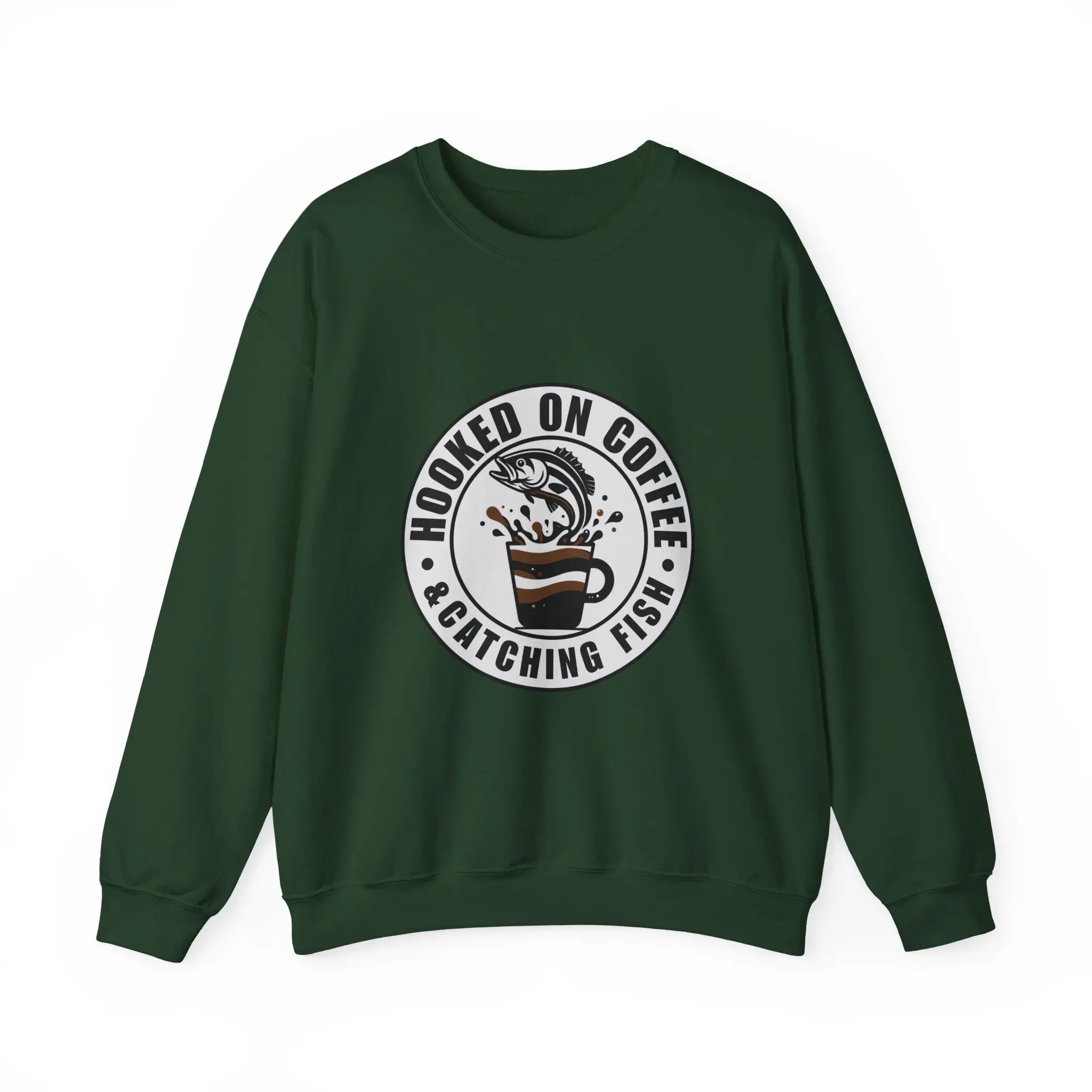 Hooked on Coffee and Catching Fish Sweatshirt Printify