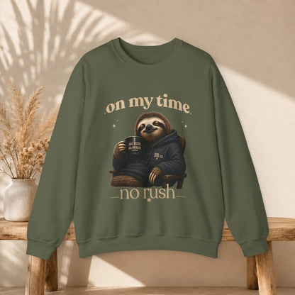 On My Time Sloth Sweatshirt Printify