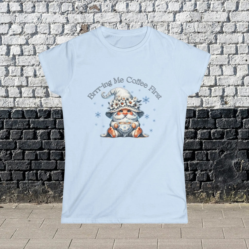 Brr-ing Me Coffee First T-Shirt - Cute Gnome Winter Design Printify