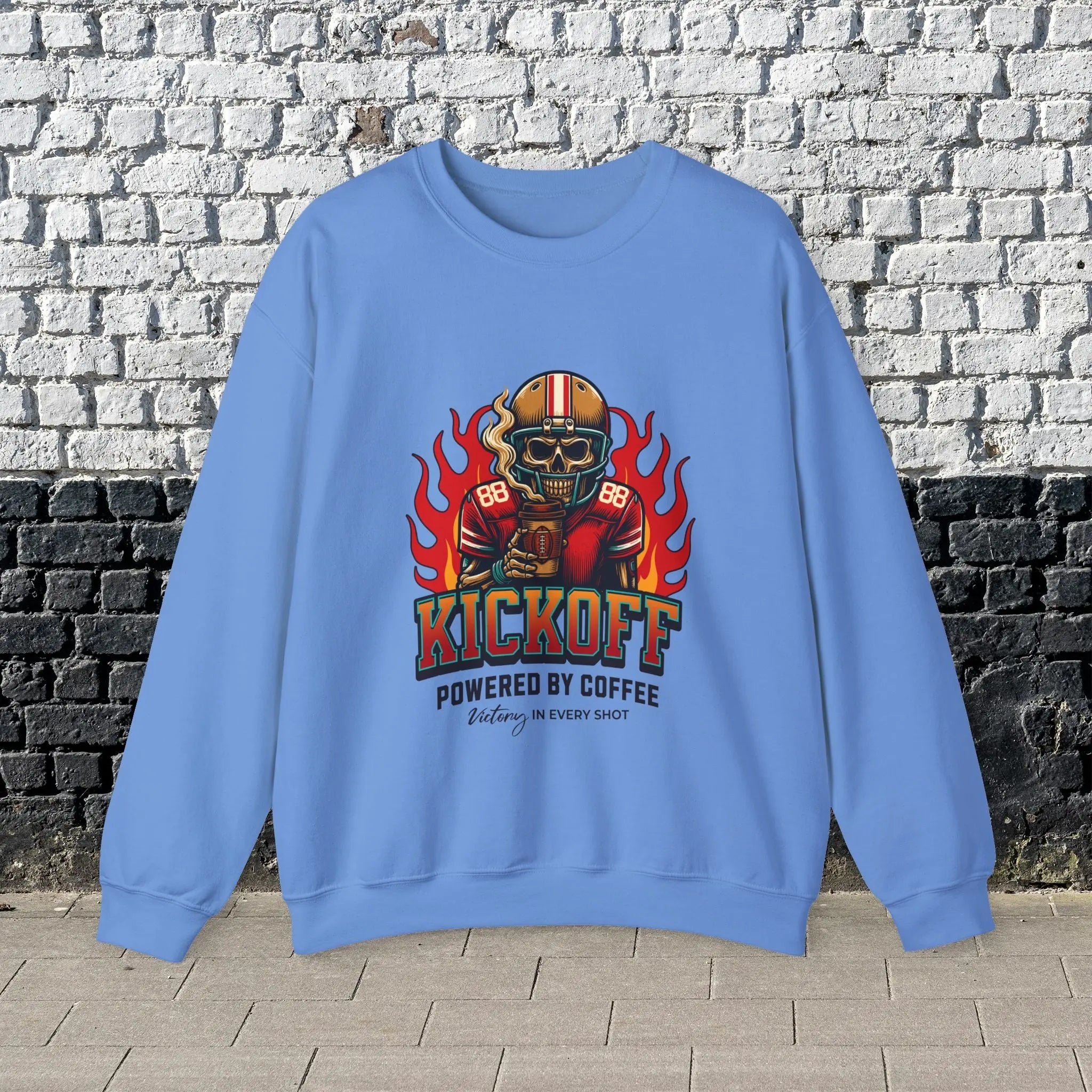 Kickoff Coffee Sweatshirt - Football themed coffee sweatshirt perfect for fall season Printify