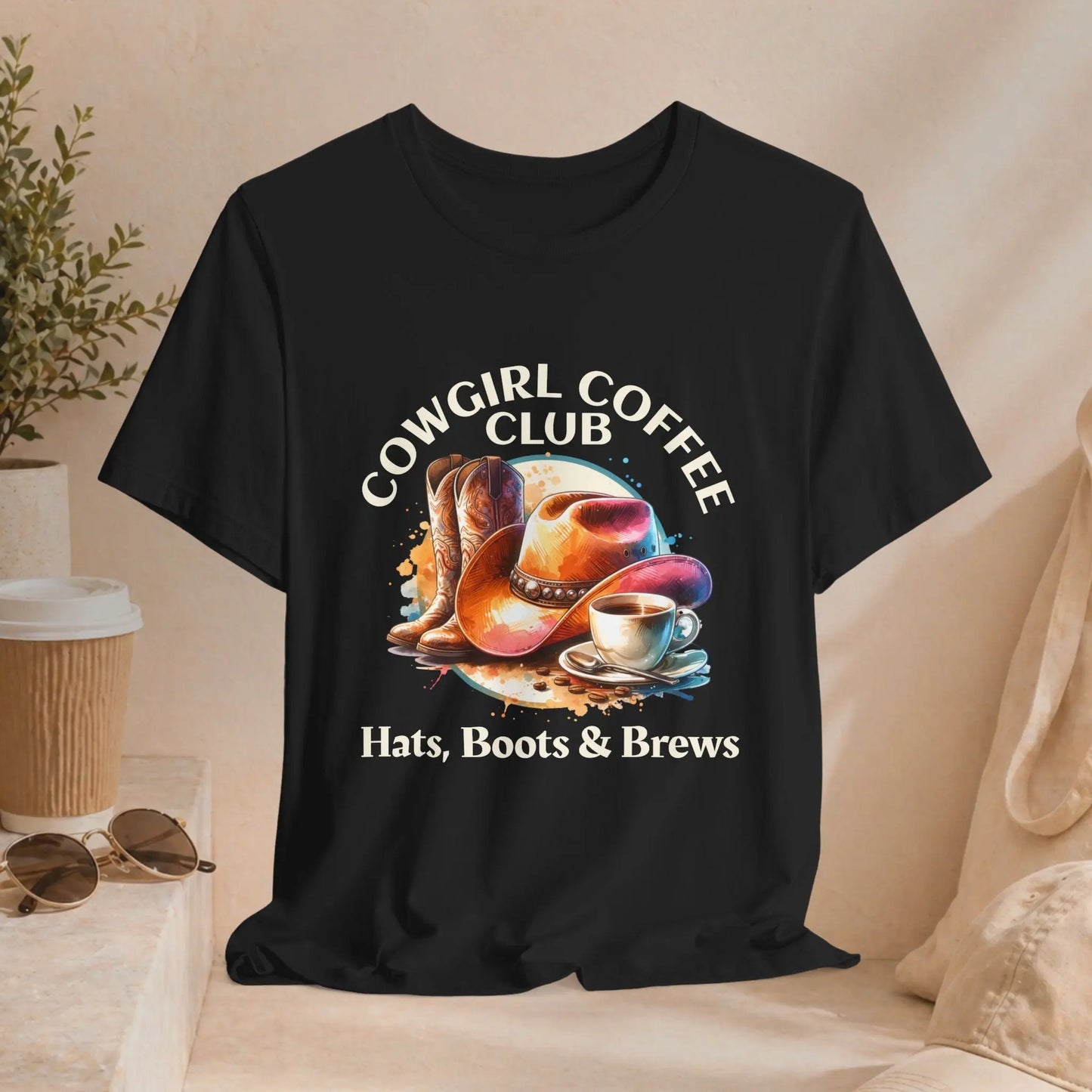 Cowgirl Coffee Club Tee — "Hats, Boots & Brews" - Boldly Bitter Company