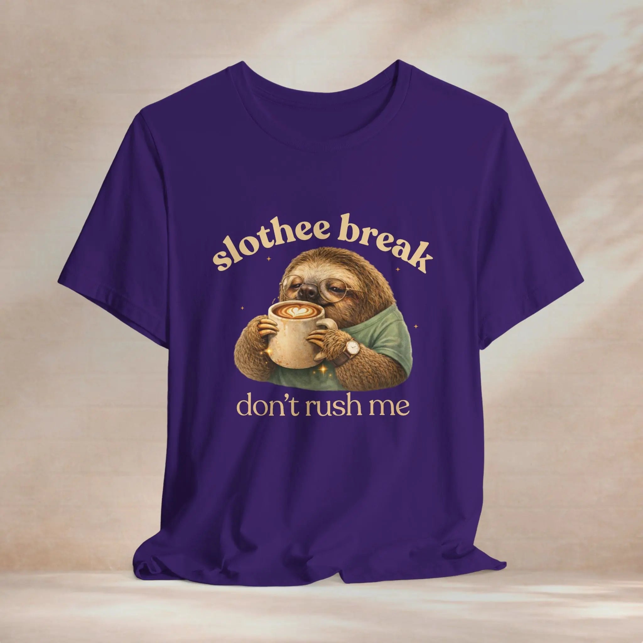 Slothee Break T‑Shirt – "Don't Rush Me" Cute Sloth Coffee Tee Printify