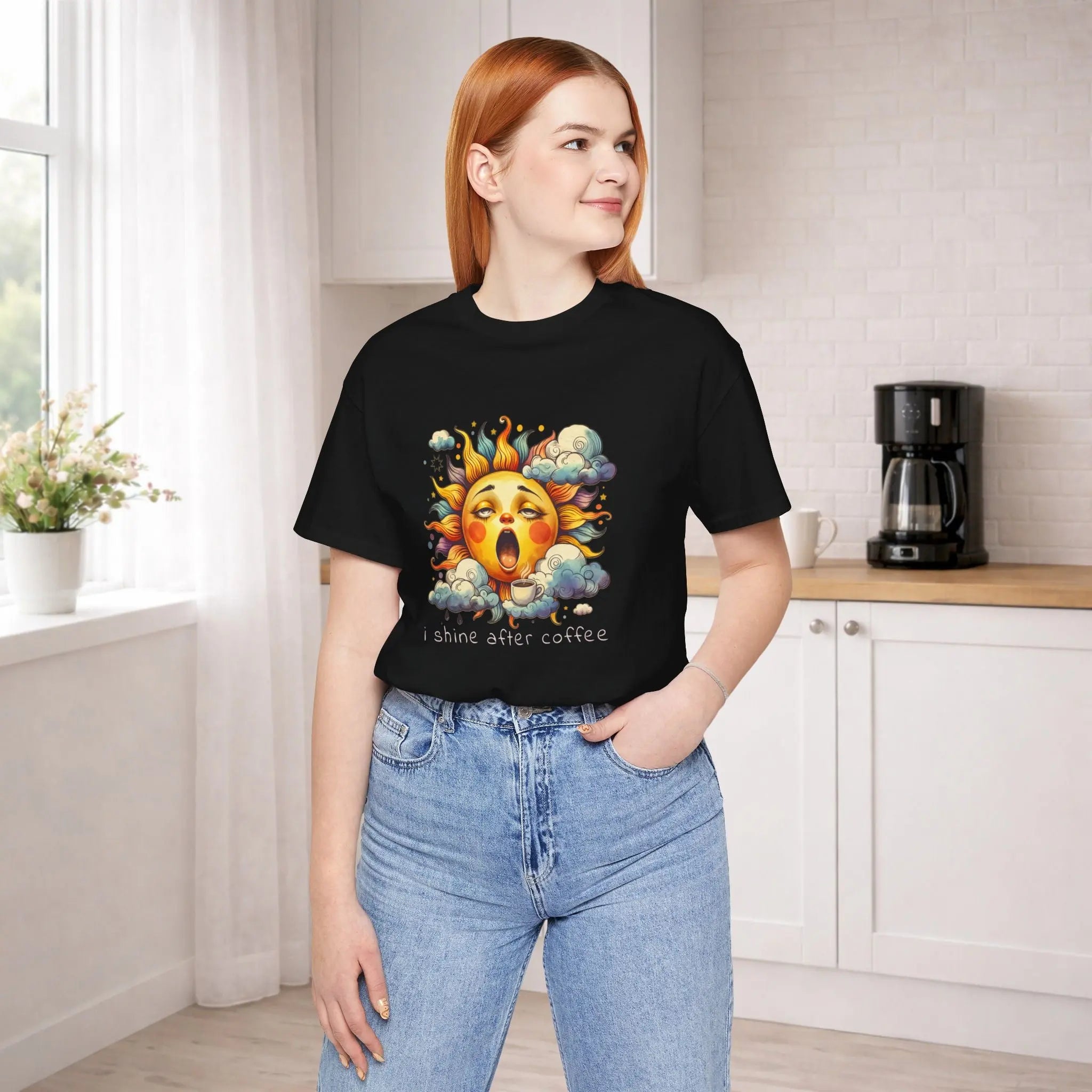 Shine After Coffee T-Shirt — Sun Graphic Tee Printify