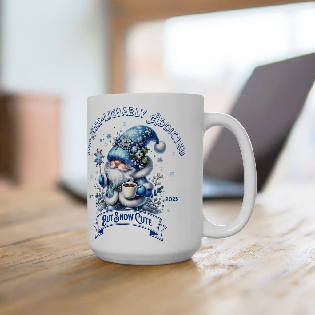 Un-Brr-leivably Addicted Mug — 15oz Ceramic Blue Winter Coffee Cup Printify