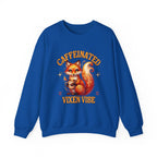 Caffeinated Vixen Vibe Sweatshirt, Cozy Unisex Crewneck for Coffee Lovers, Gift for Birthdays, Fall Fashion, Cute Animal Sweater Printify