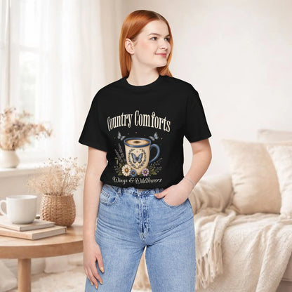 Country Comforts Tee — 'Wings & Wildflowers' Coffee Mug Butterfly Graphic Printify