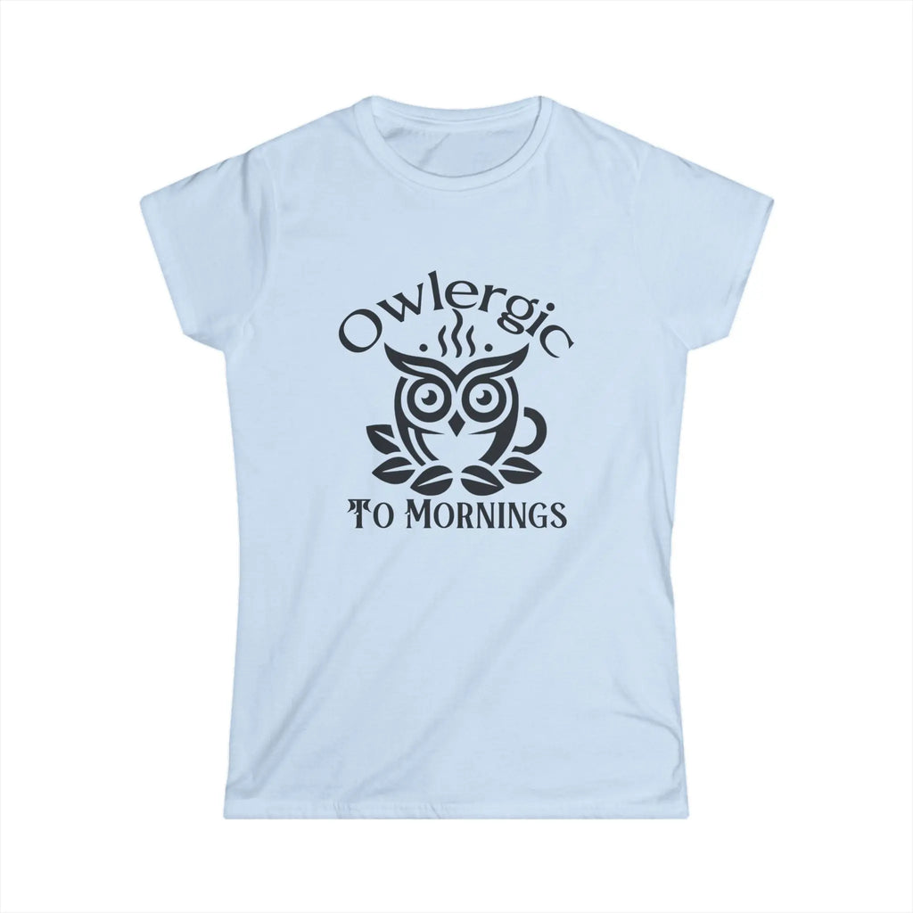 Owlergic to Mornings T-Shirt – Funny Owl Coffee Cup Graphic Tee Printify