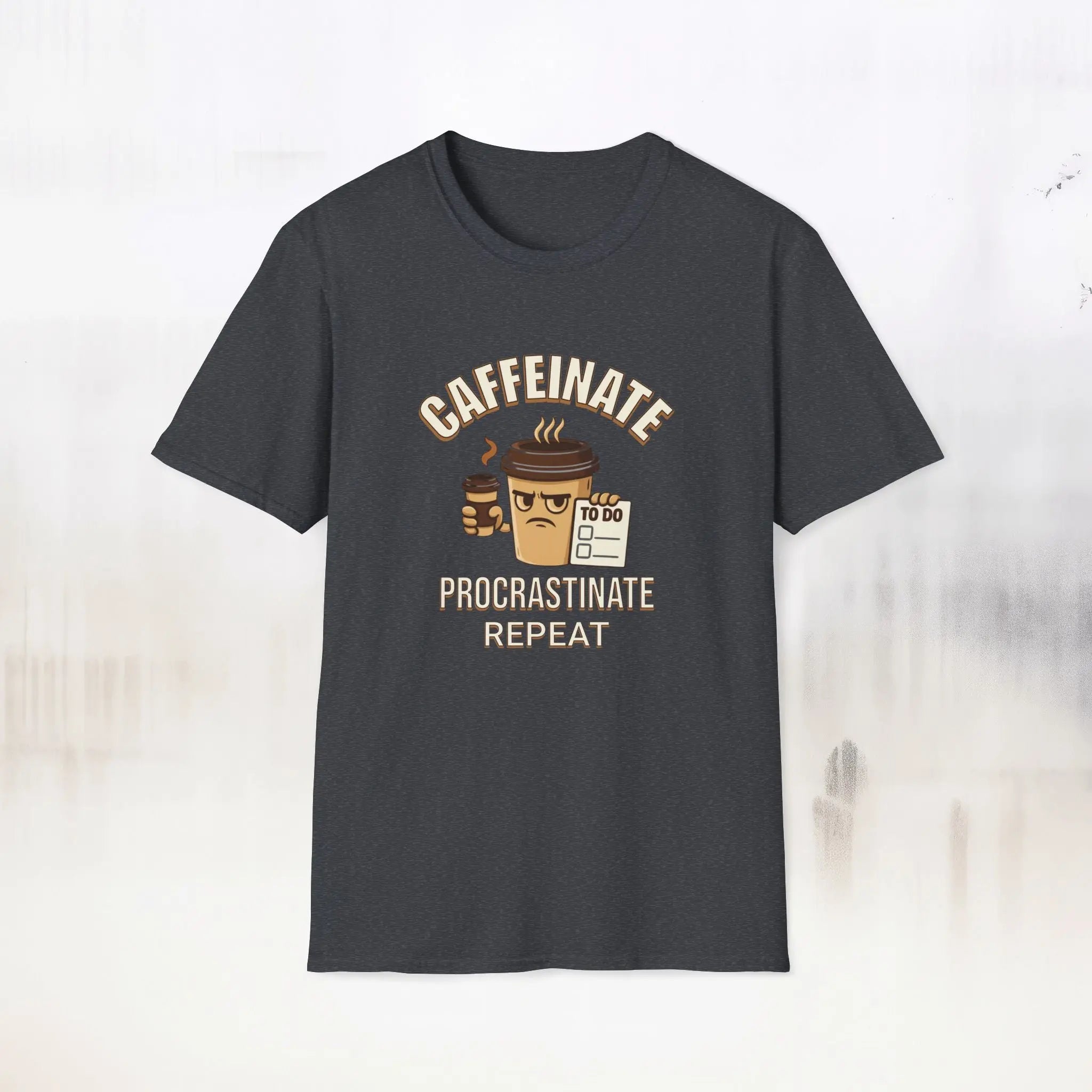 Caffeinate Procrastinate Repeat T-Shirt — Funny Coffee Lover Tee - Boldly Bitter Company
