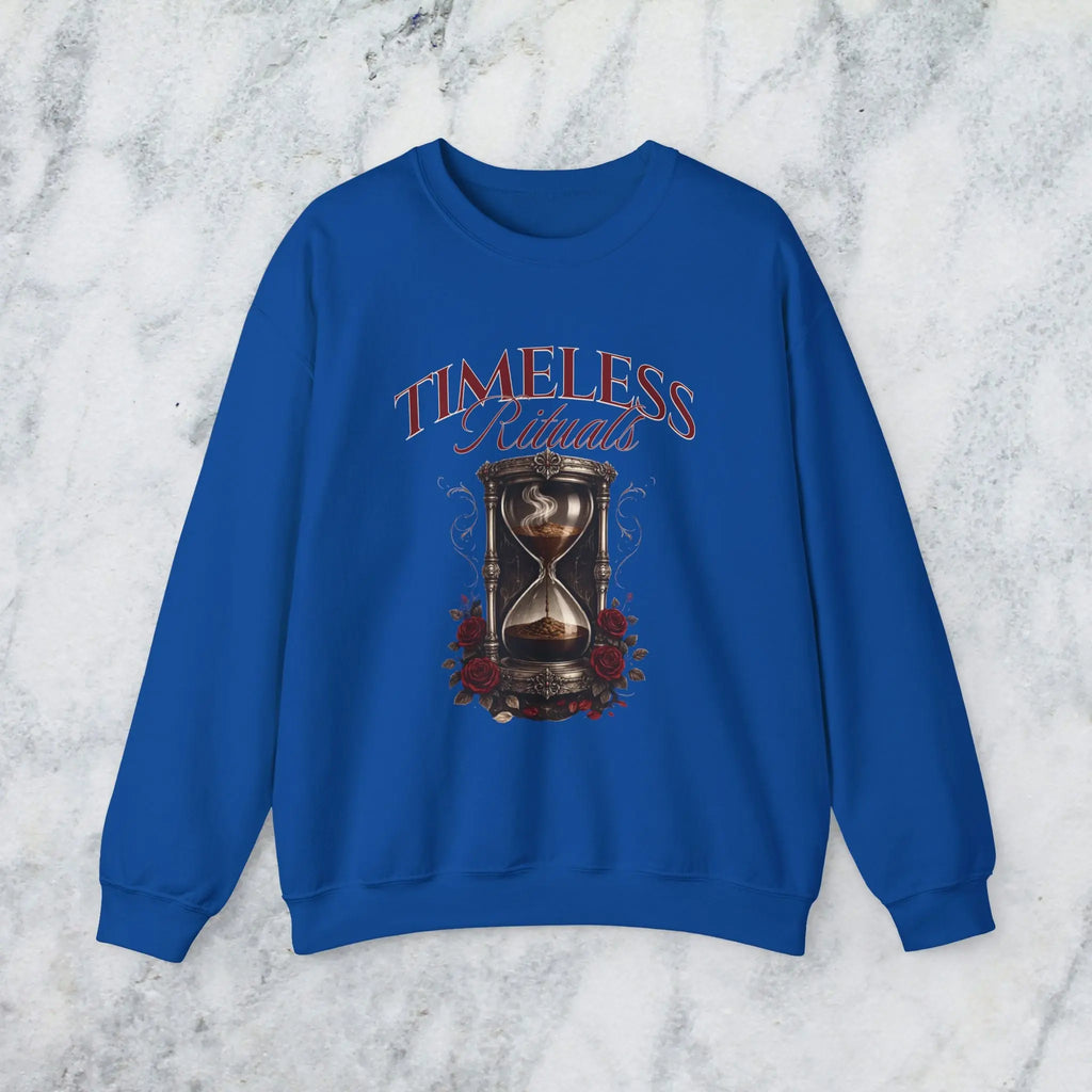 Timeless Rituals Hourglass Crewneck Sweatshirt — Gothic Vintage Rose Graphic Printify