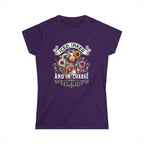 Iced, Inked, In Charge T-Shirt – Tattooed Woman with Iced Coffee & Sunflowers Printify