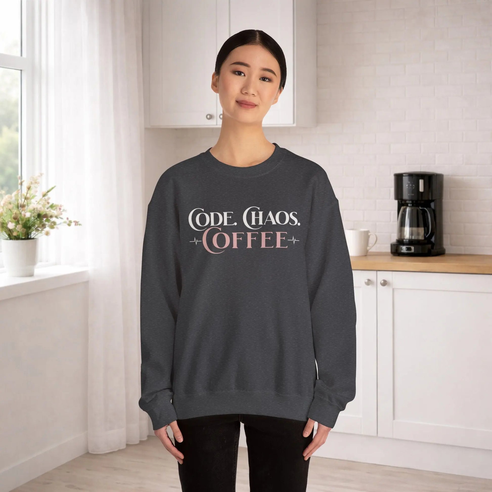 Code, Chaos, Coffee Sweatshirt Printify
