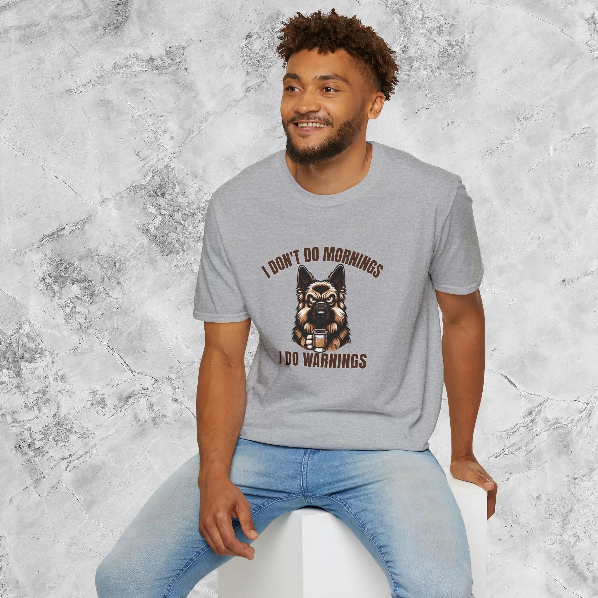 Warnings German Shepherd T-Shirt - Funny German Shepherd Coffee Tee Printify