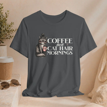 Coffee & Cat Hair Mornings T-Shirt Printify