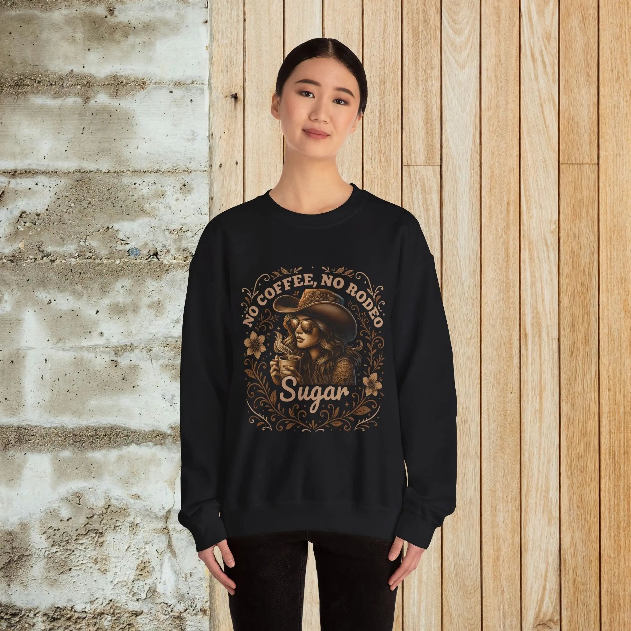 No Coffee No Rodeo Sweatshirt - cute western cowgirl coffee top Printify