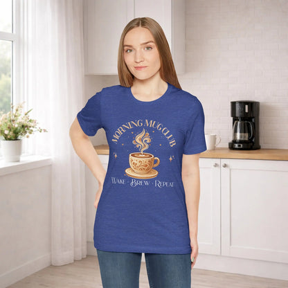 Morning Mug Club Tee — "Wake Brew Repeat" Printify