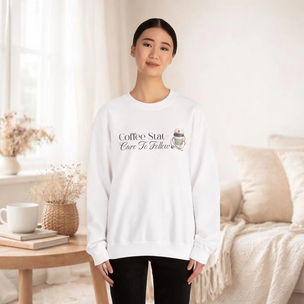 Coffee Stat Sweatshirt — "Care to Follow" Cozy Sweatshirt Printify