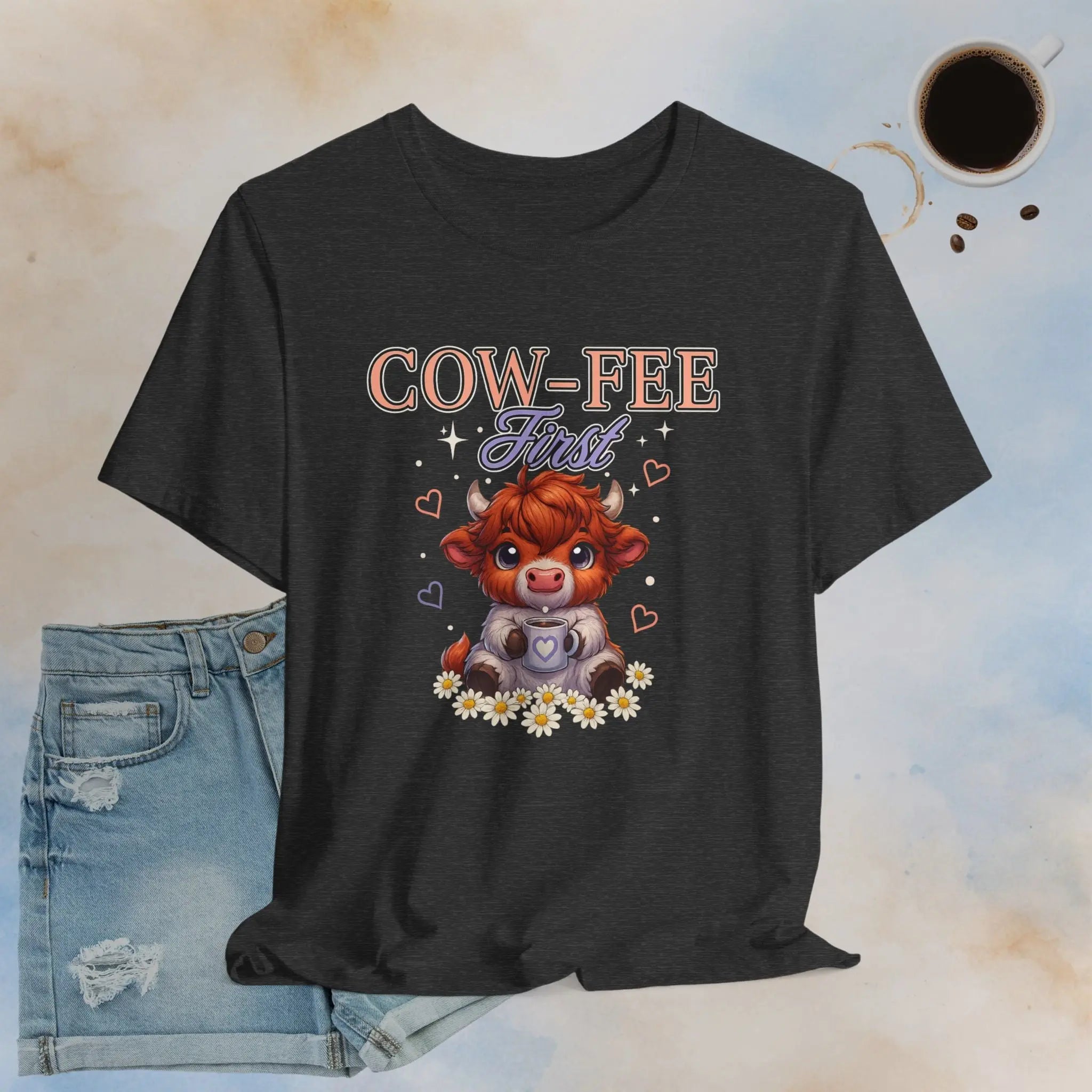 Cow-Fee First Tee Printify