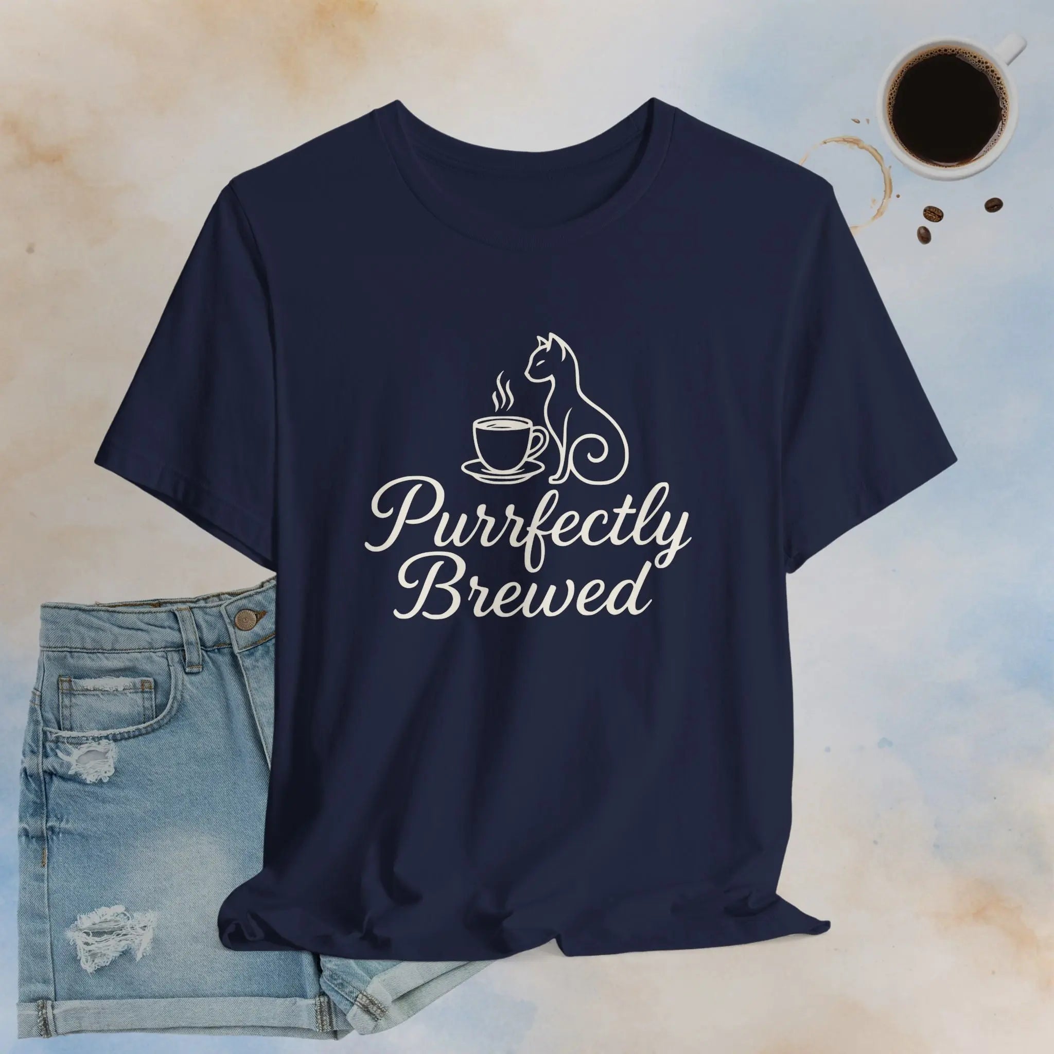 Purrfectly Brewed Cat Coffee Tee Printify