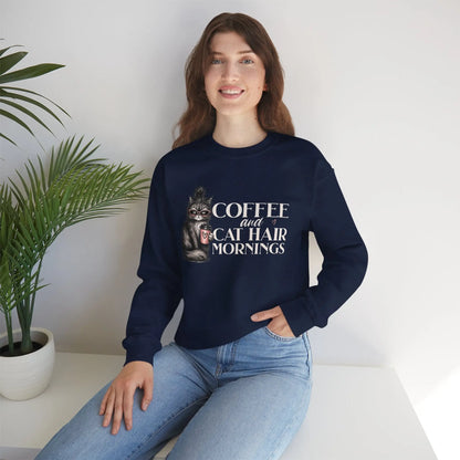 Coffee & Cat Hair Mornings Sweatshirt Printify