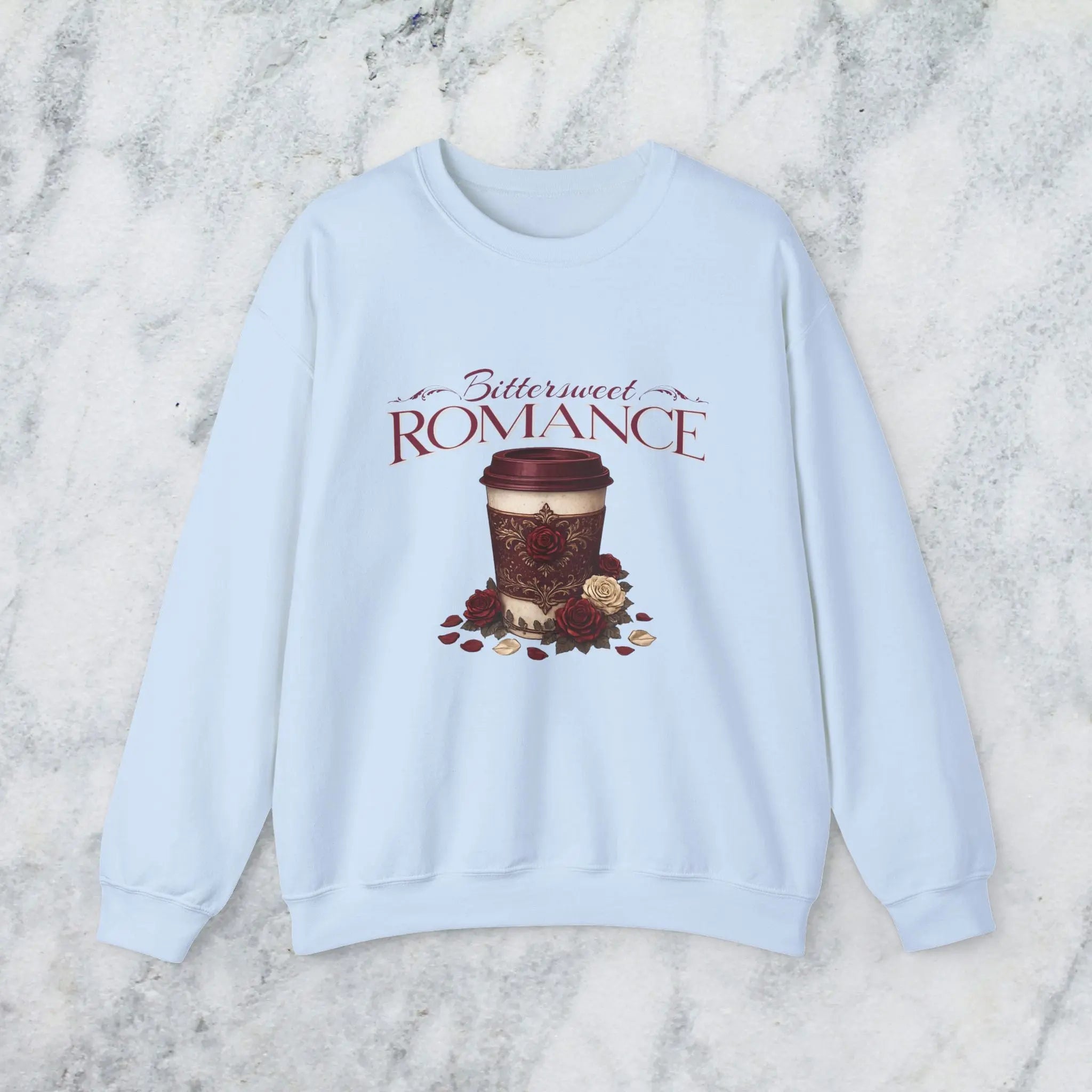 Bitterweet Romance Sweatshirt — Coffee & Roses Cozy Crewneck Printify