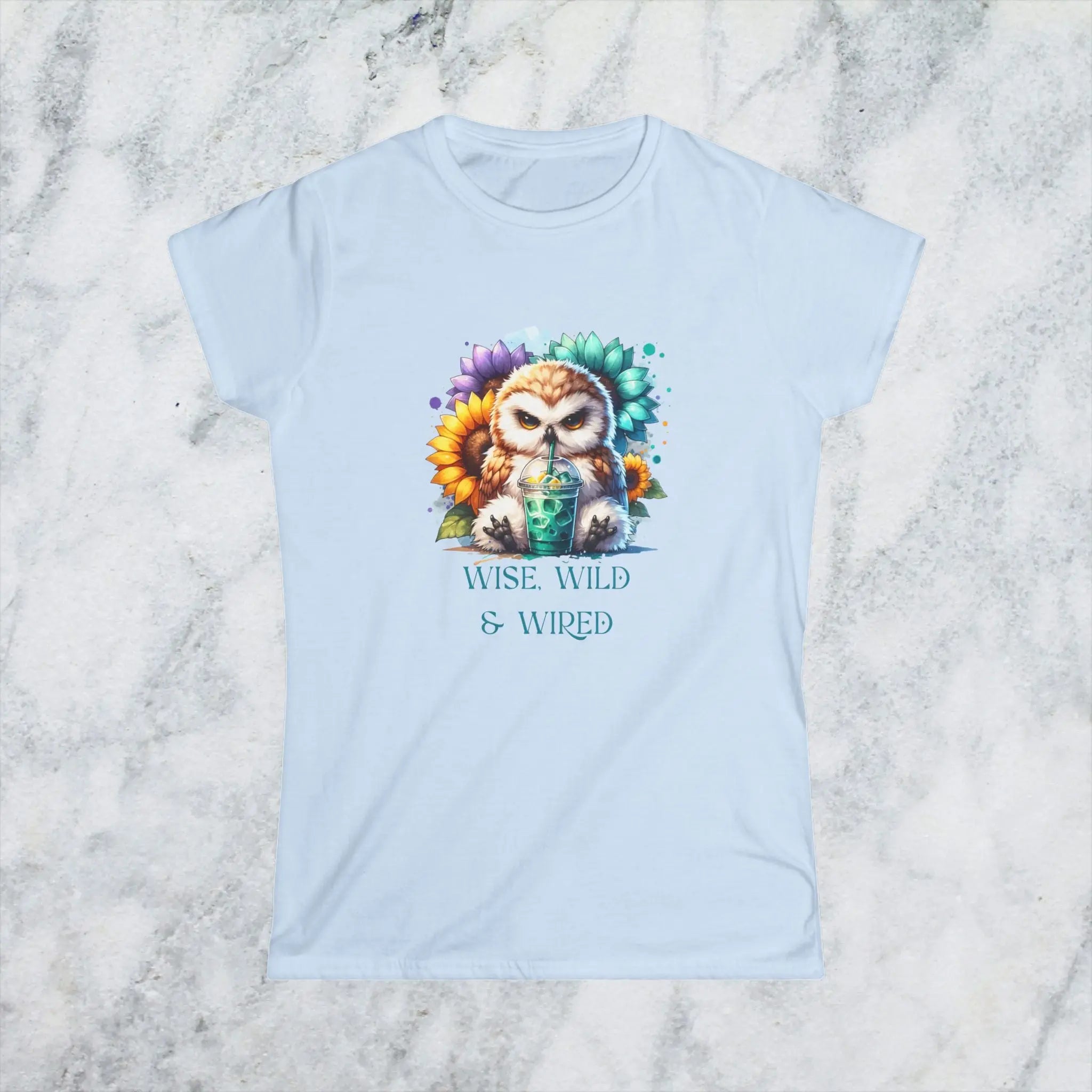 Wise Wild Owl T-Shirt – “Wise, Wild and Wired” Sunflower Owl Tee Printify