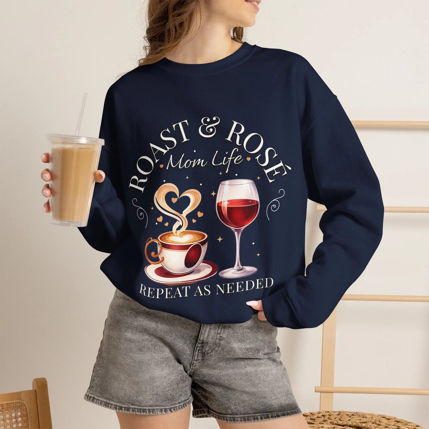 Coffee Wine Mom Life Sweatshirt Printify