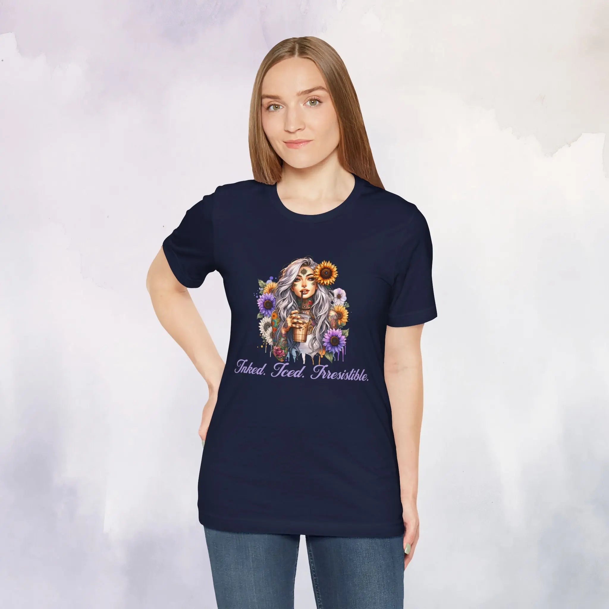 iced inked floral t-shirt Printify