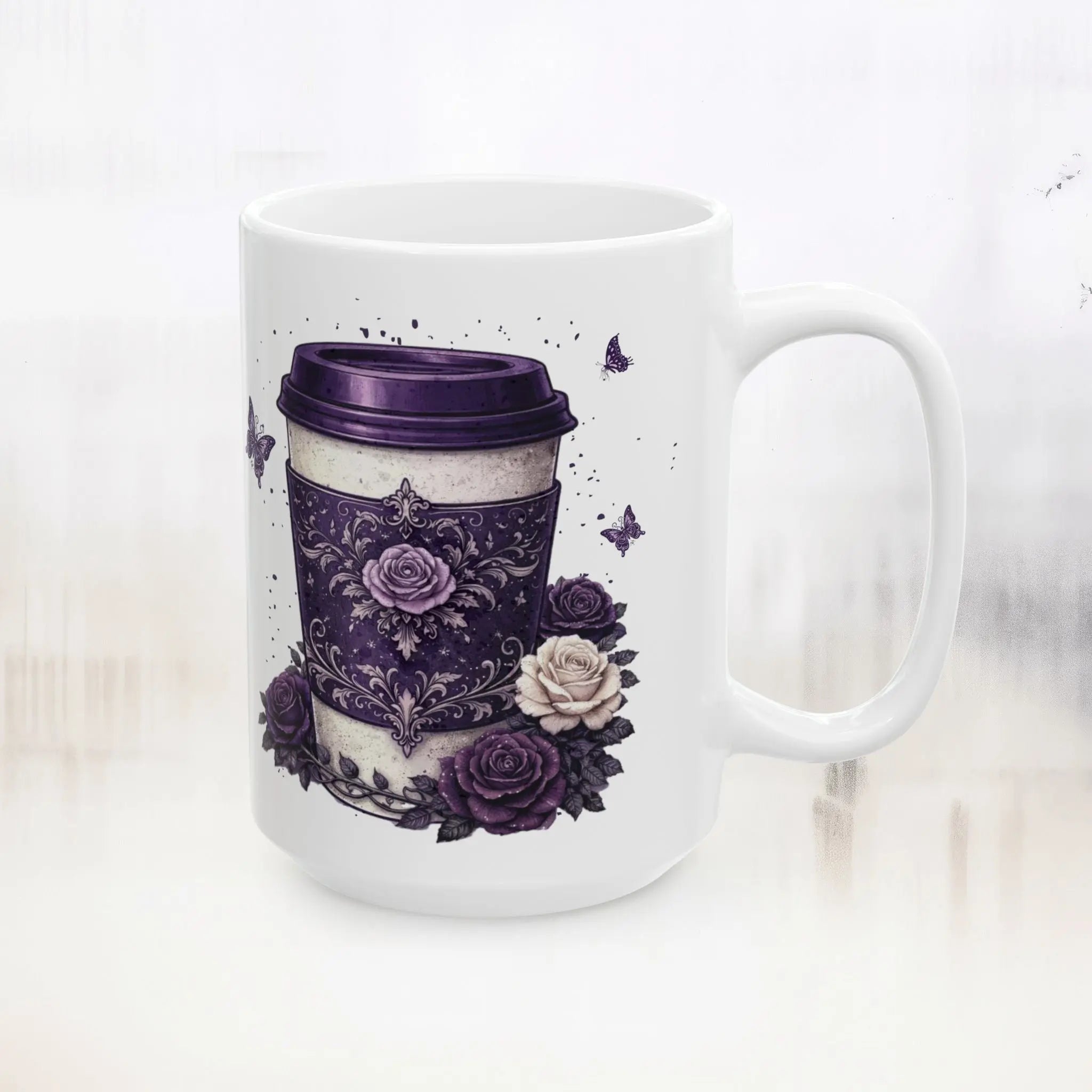 Gothic Purple Rose Coffee Mug (15oz) - Boldly Bitter Company