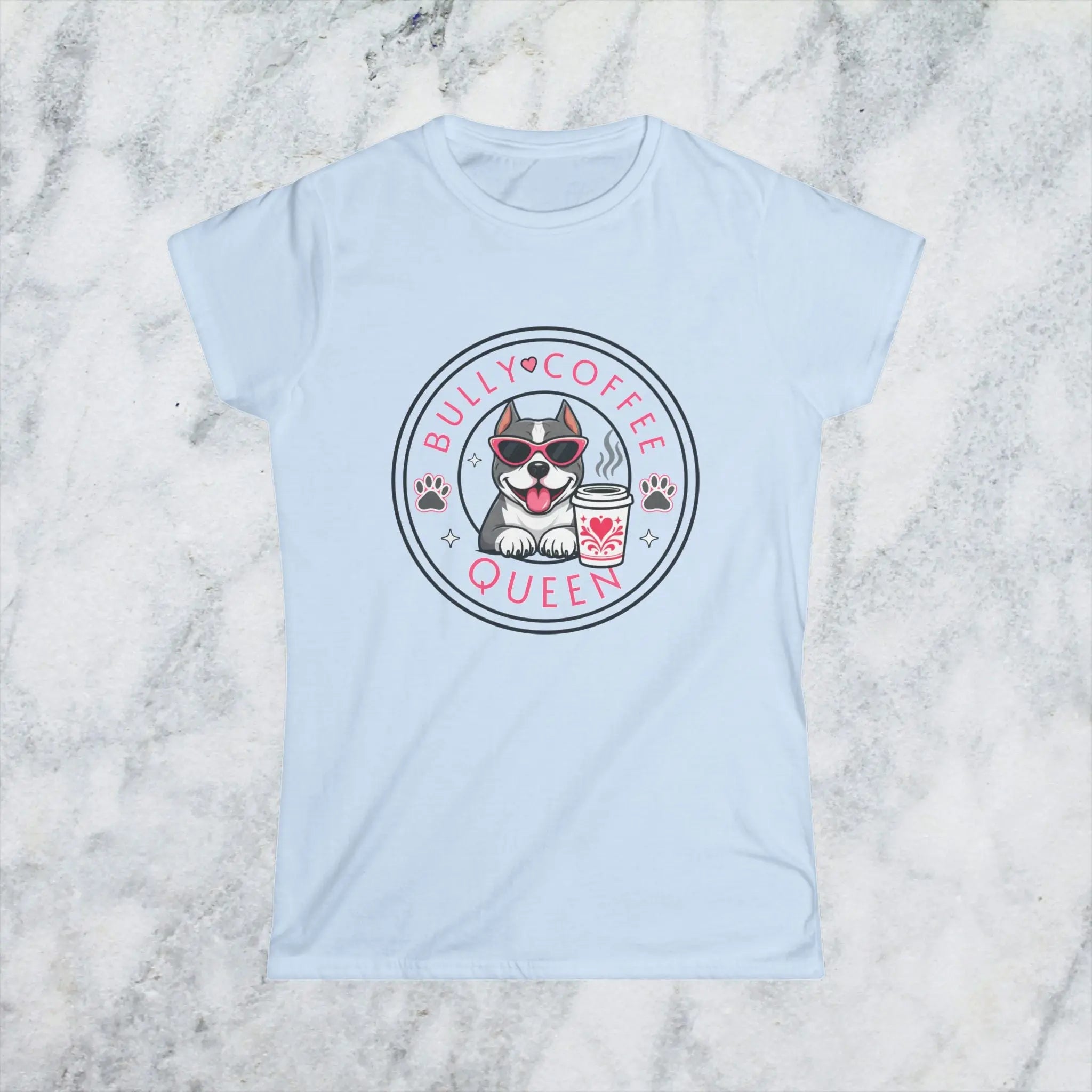 Bully Coffee Queen T-Shirt — Cute Pitbull Coffee Lover Tee Printify