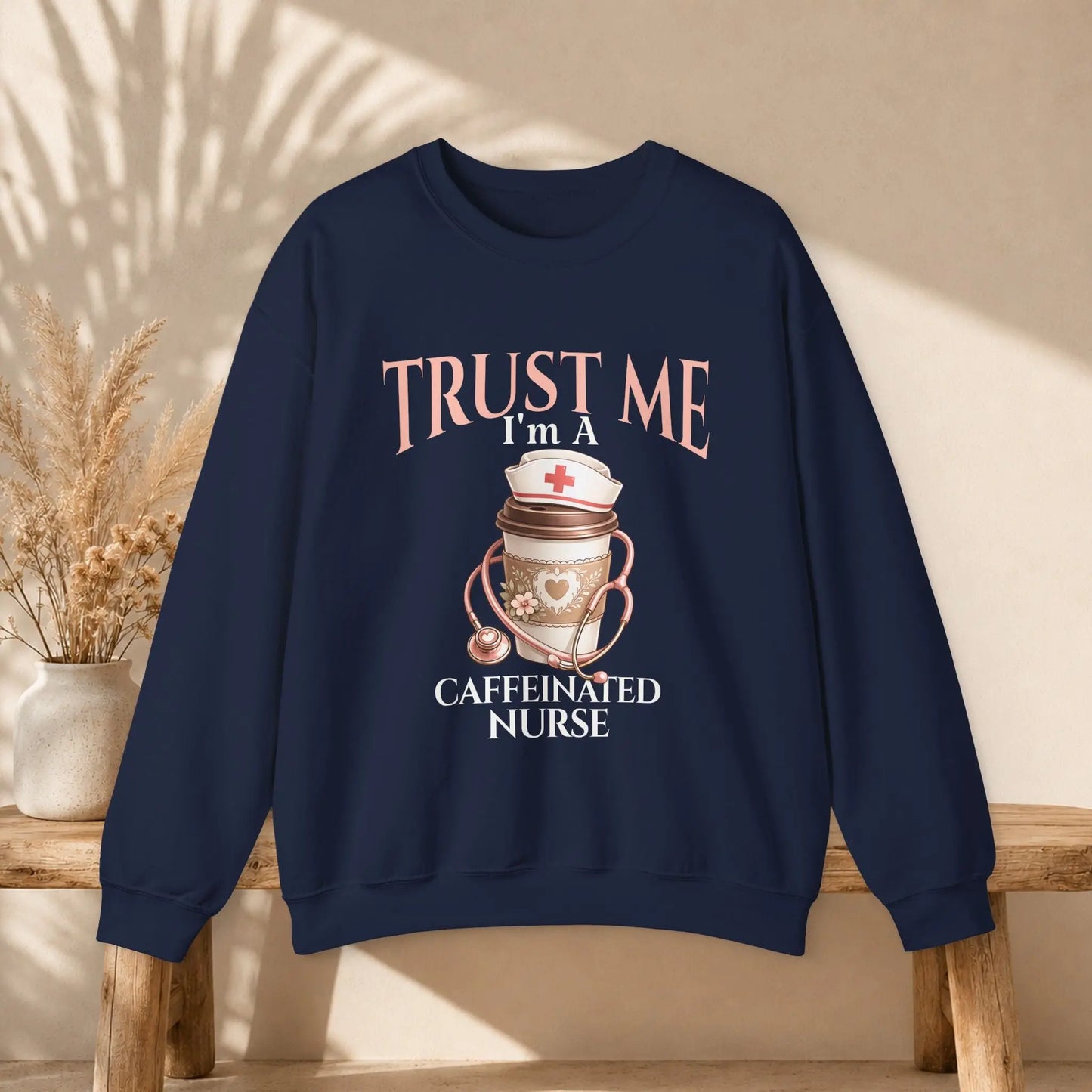 Caffeinated Nurse Sweatshirt Printify