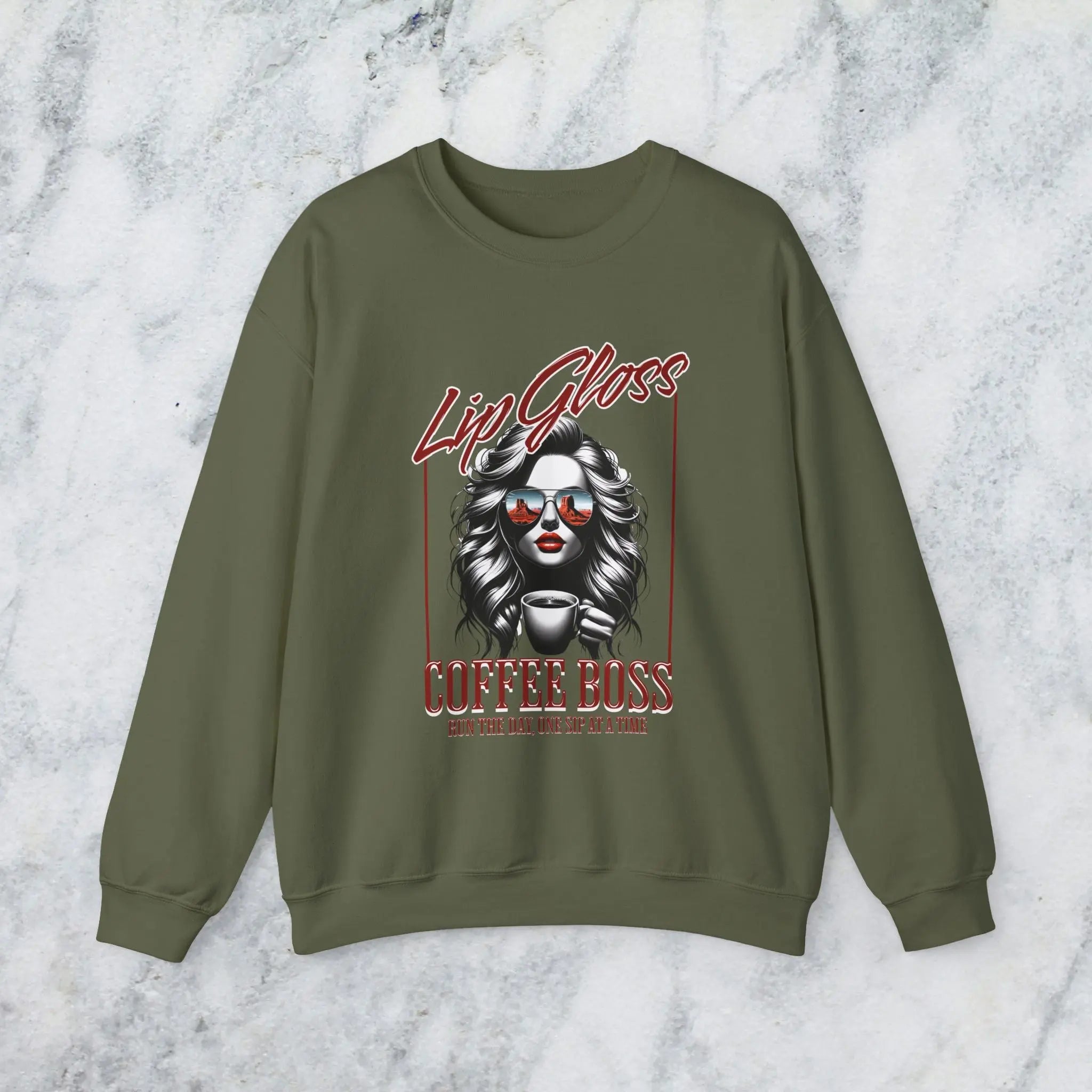 Lip Gloss Coffee Boss Sweatshirt Printify