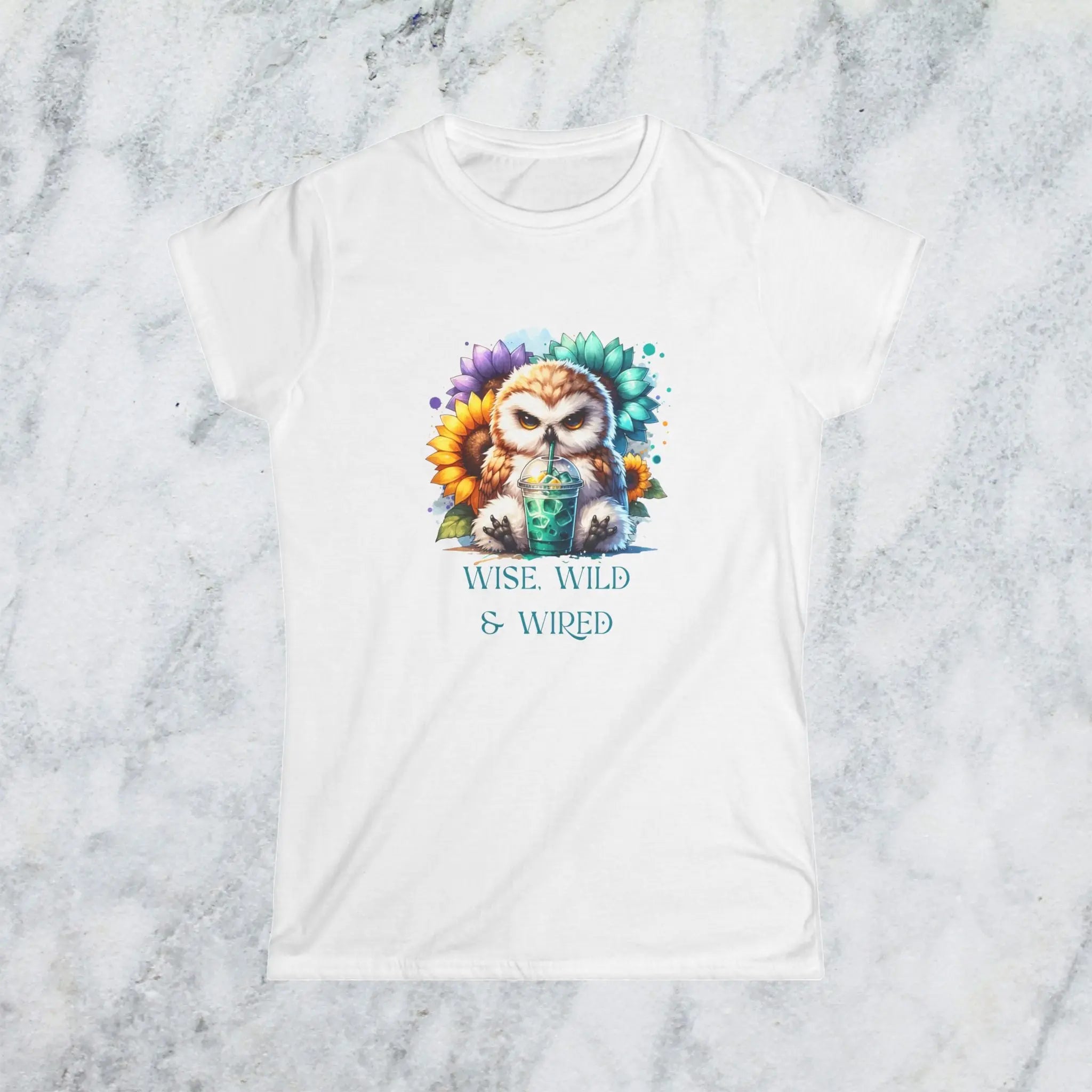 Wise Wild Owl T-Shirt – “Wise, Wild and Wired” Sunflower Owl Tee Printify